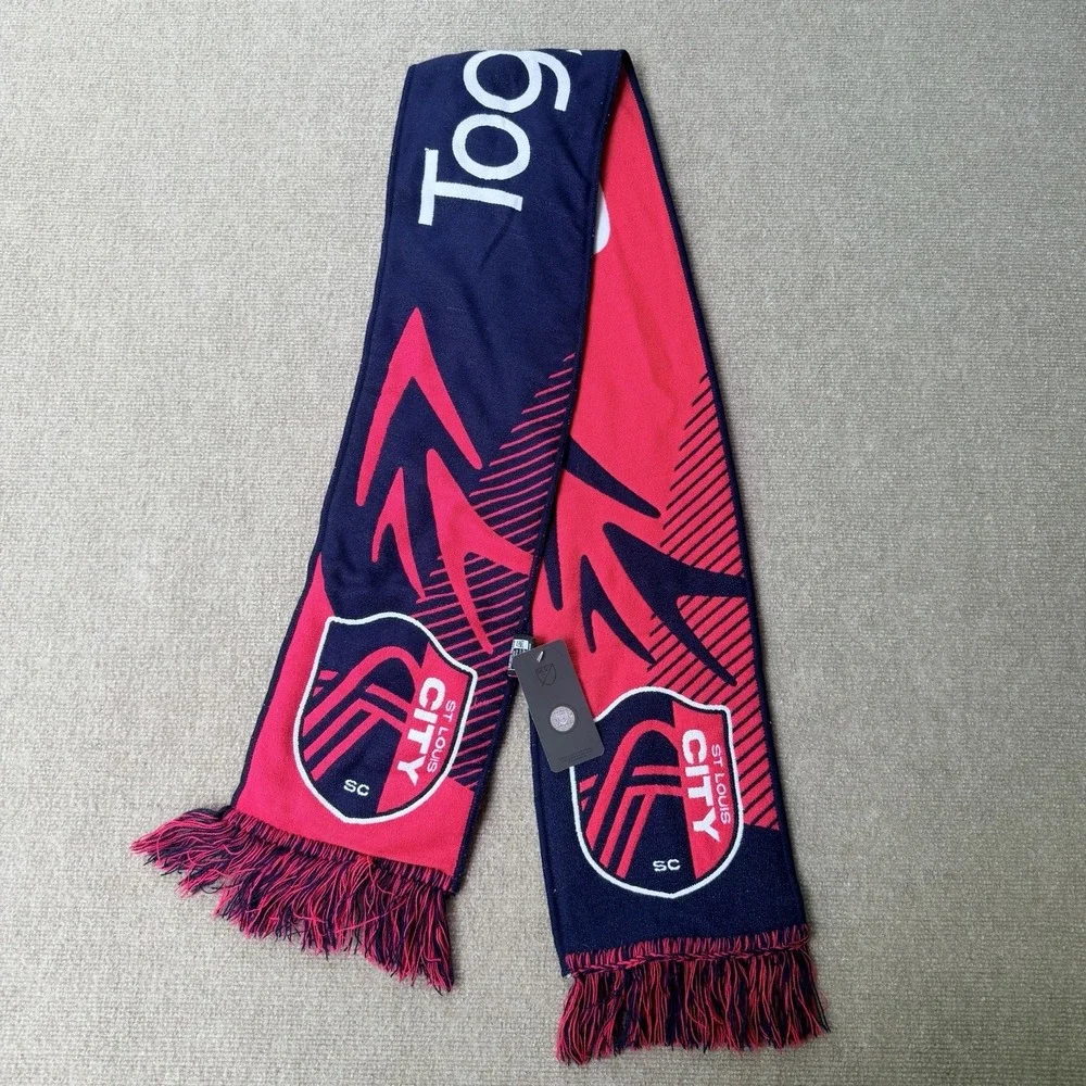 St Louis City SC MLS Soccer Scarf Together Credit Union Ruffneck NWT Pink Navy